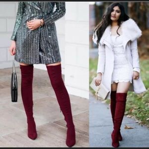 ZARA BURGUNDY OVER-THE-KNEE HIGH HEEL